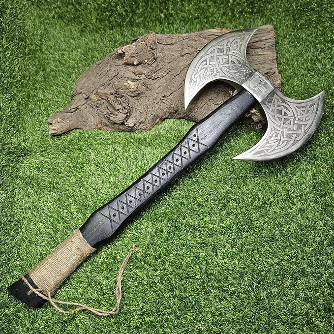 Forged Carbon Steel Viking Axe with Rose Wood Shaft, Double Edge Axe product image (3)