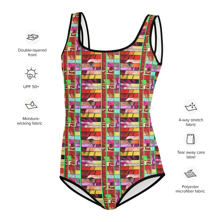 Block Party Fun: All-Over Print Youth Swimsuit product image (2)