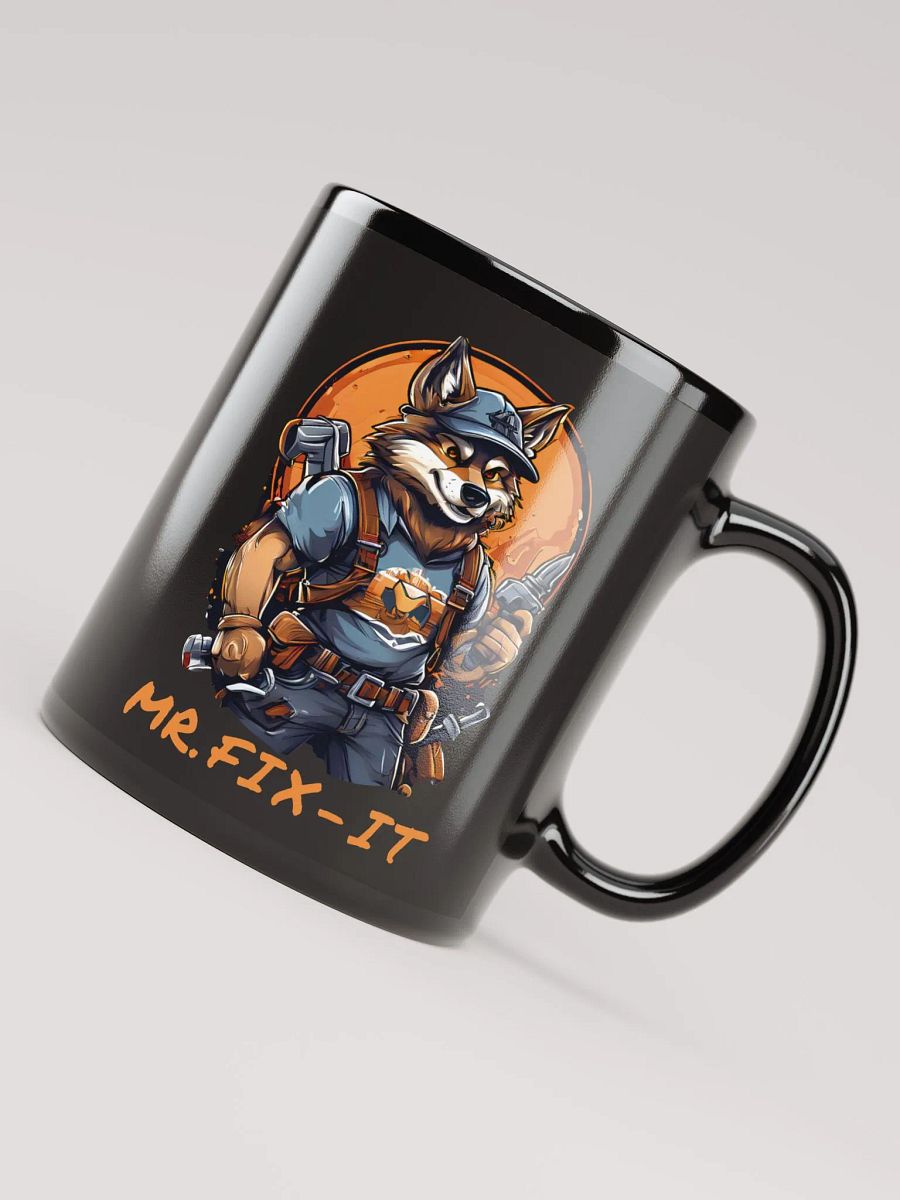 Mr. Fix-It Cool Funny Wolf Handyman Ceramic Black Glossy Mug | Unique Gift for Handymen and DIY Enthusiasts | Durable and Stylish Coffee Cup product image (4)