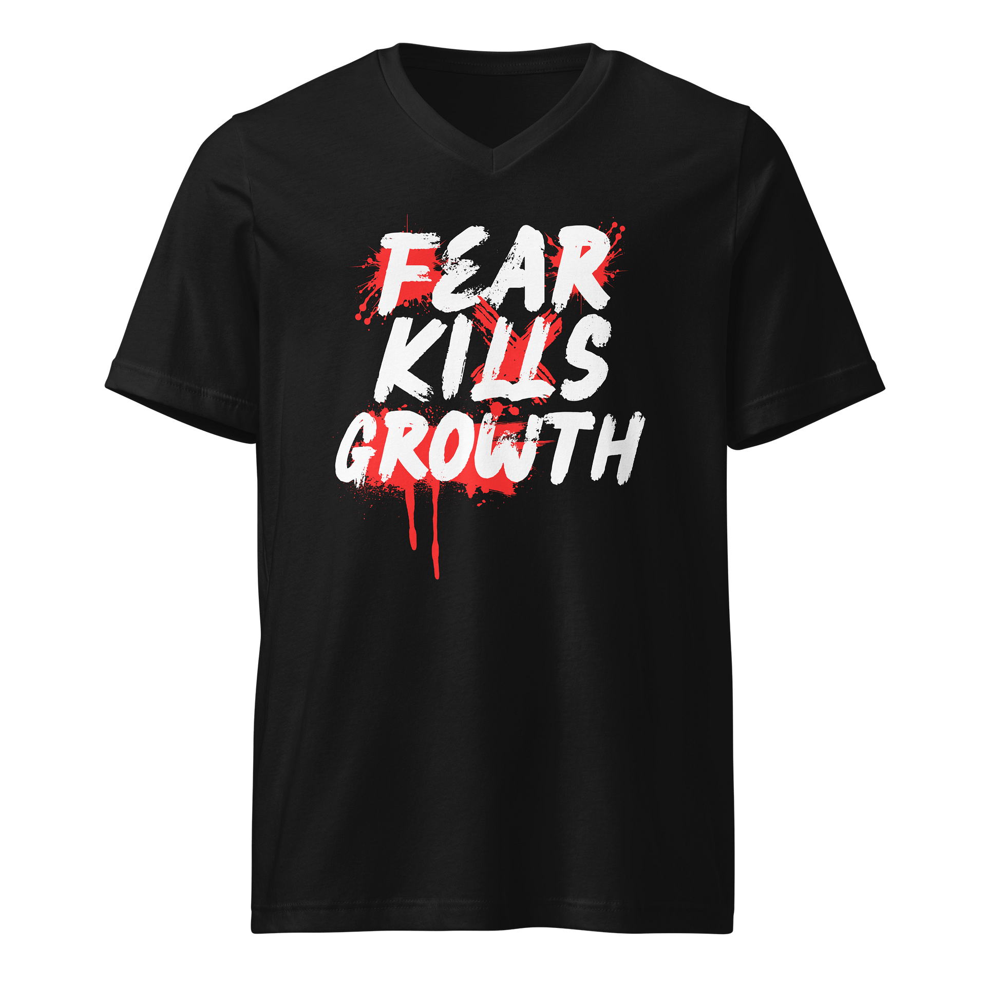 Fear Kills Growth V-Neck T-Shirt – Unisex Bella + Canvas Jersey Fit product image (1)