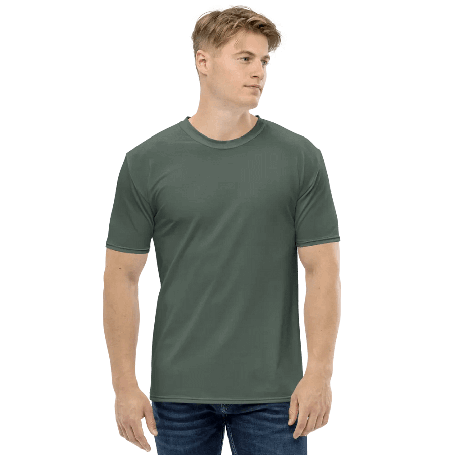 Plain Dark Sage Green Soft Summer Men's Crewneck Polyester Heavyweight Premium T-Shirt by Treasure Pie product image (4)