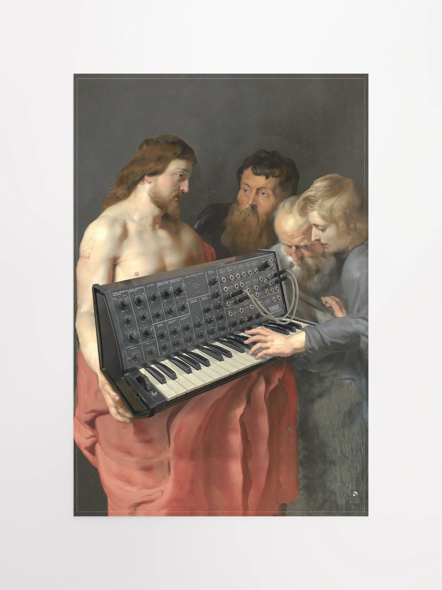 He died for our synths, by Frank Fonik (Japanese Korg MS 20), Techno EDM Matte Paper Poster product image (11)