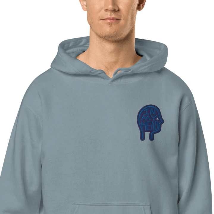 In My Head (L.C. lake design) embroidered pigment hoodie product image (1)