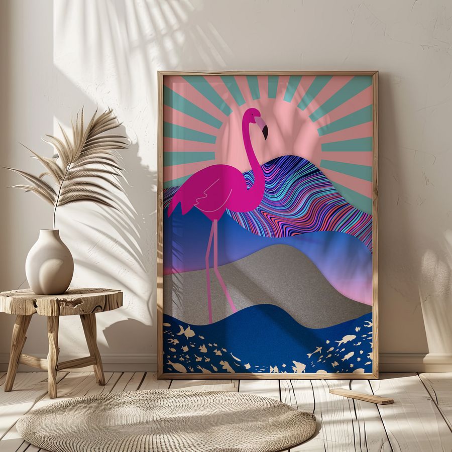 Funky Flamingo Collage Art Print product image (4)