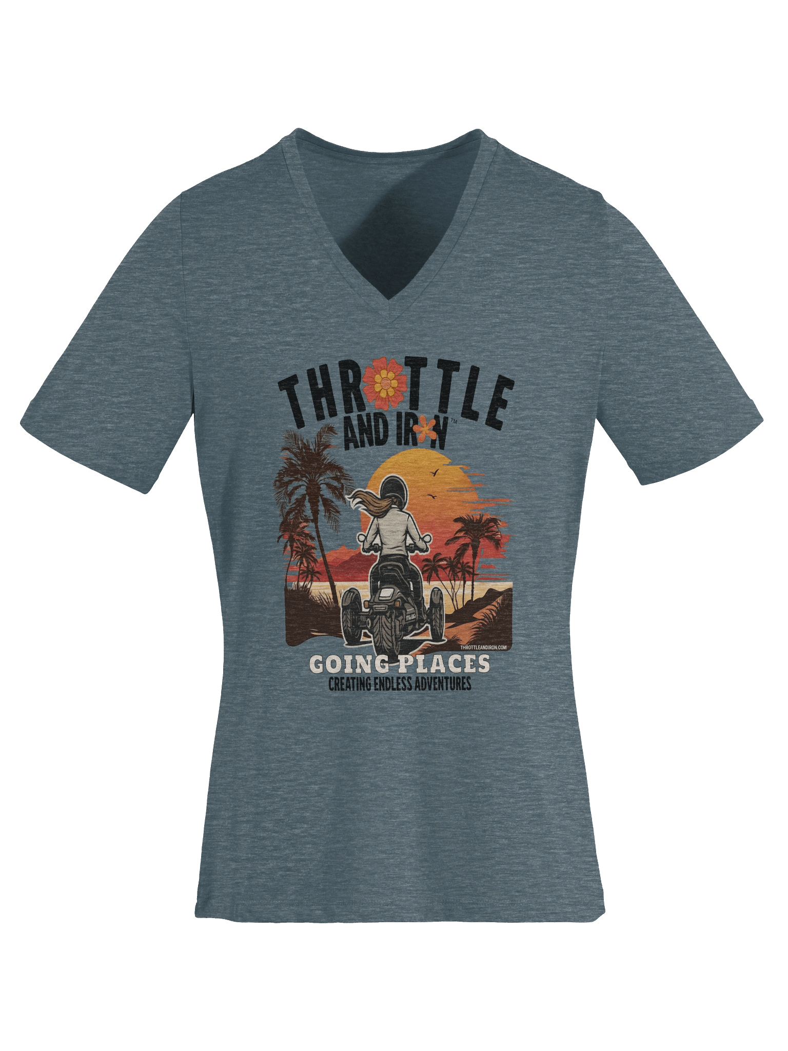 Throttle & Iron “Going Places” Women’s V-Neck Tee (3) Wheel product image (17)