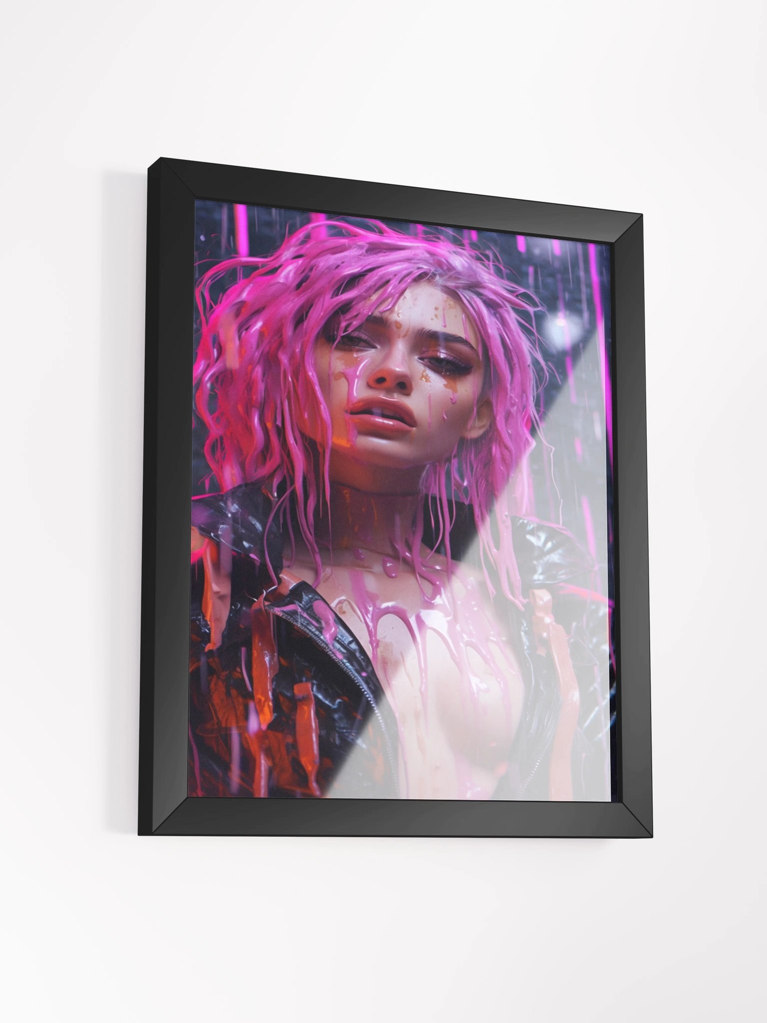 Pink Drip Wood Framed Wall Art Canvas product image (6)