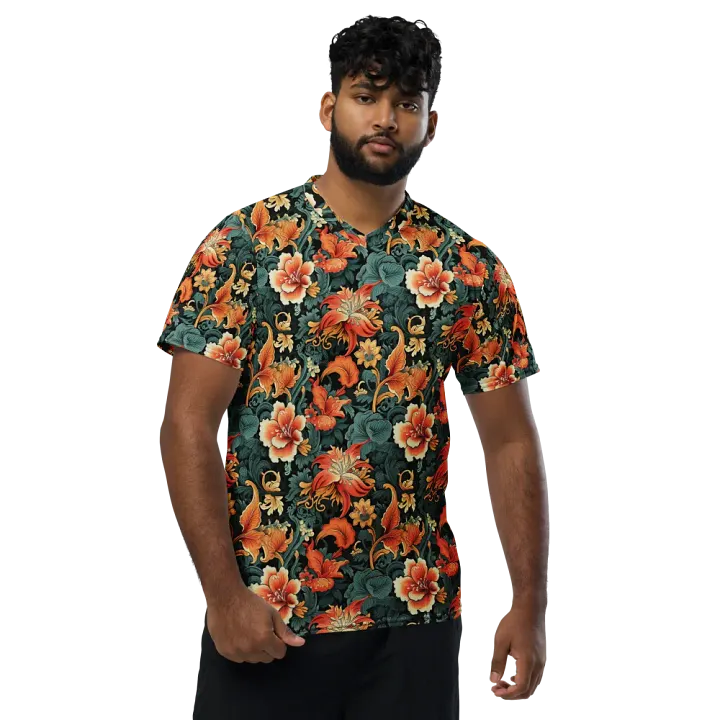 Sunset Flowers | Recycled Unisex Sports Jersey product image (1)