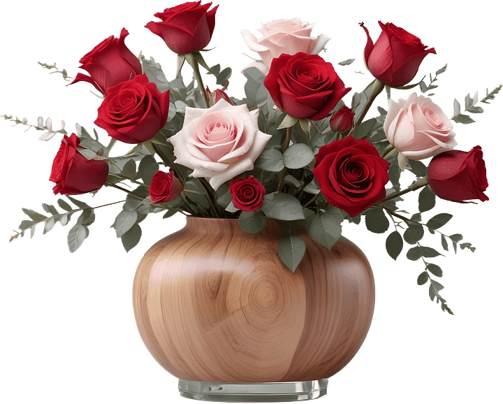 Natural Charm – Woodgrain Rose Vase PNG product image (1)