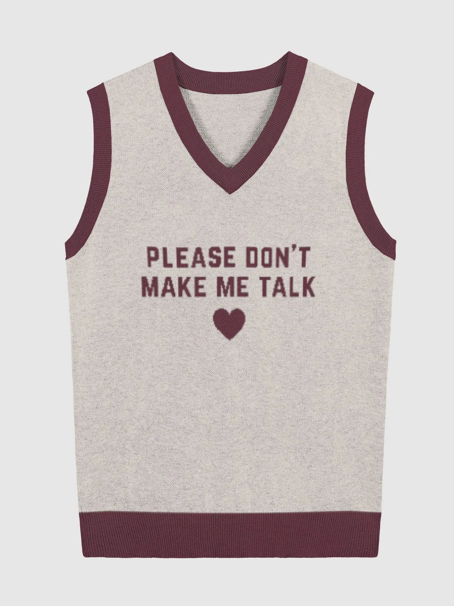 PLEASE DON'T MAKE ME TALK (tan and maroon) knitwear vest product image (2)