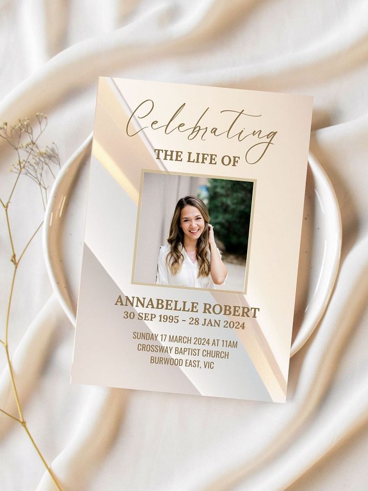 Light Golden Tones Funeral Program Canva Template product image (2)