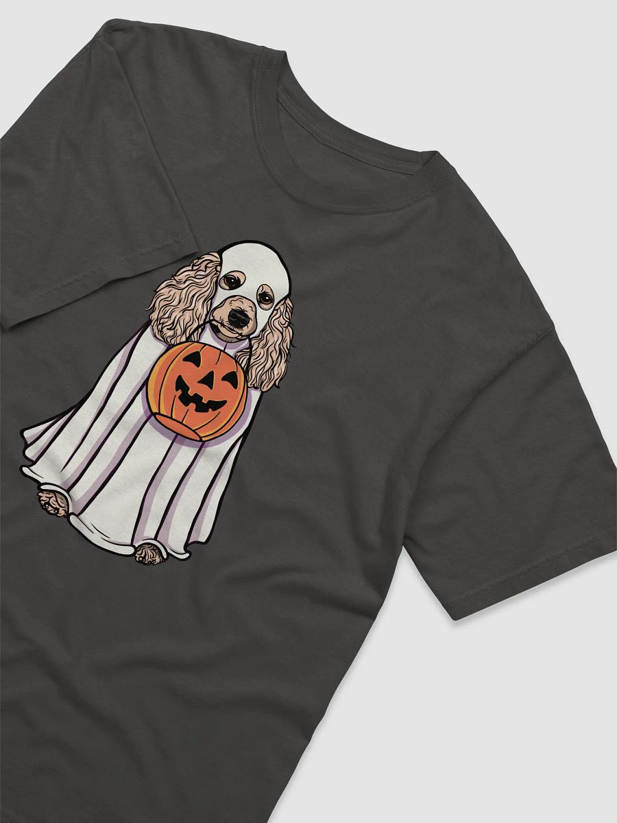 Funny Halloween Poodle(Beige) T-Shirt | Funny Papillon Wearing a Ghost Costume and Holding a Pumpkin Basket product image (19)