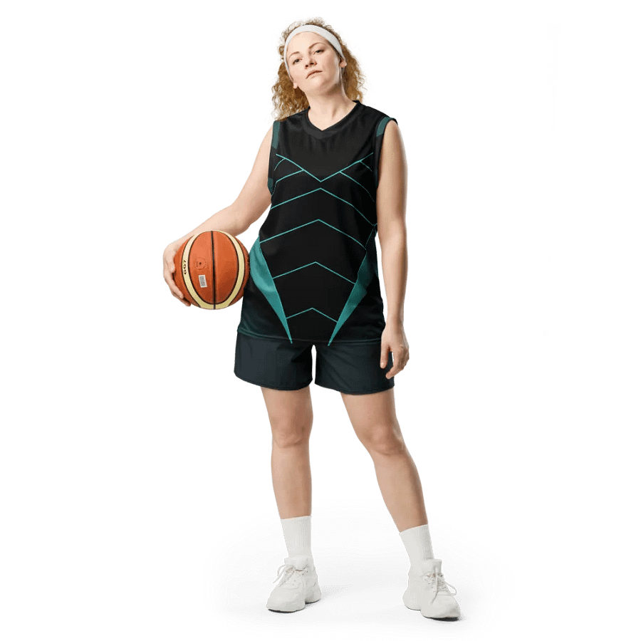 Teal Zigzag Symmetry Basketball Jersey product image (4)