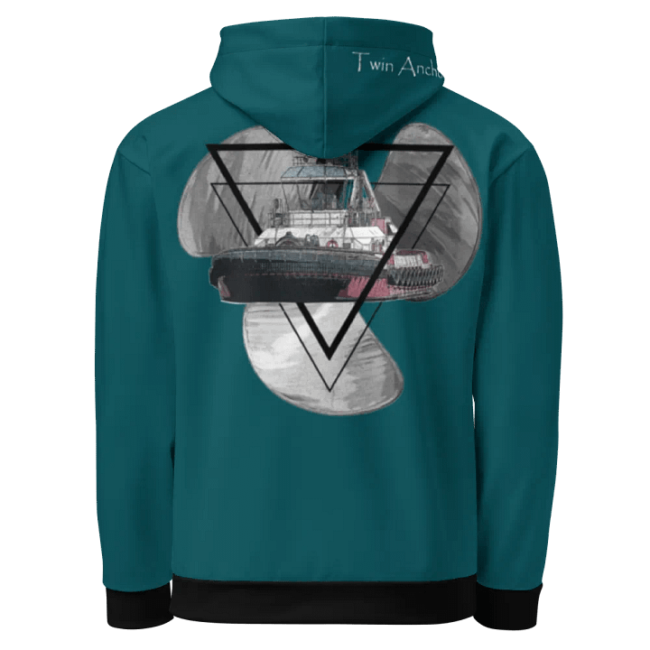 Teal Three blade prop triangle Athena tug Hoodie product image (1)