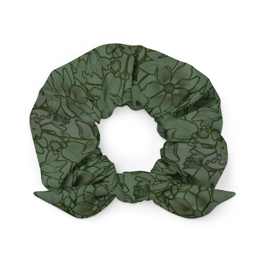 Line art Green and Garkgreen Floral/All-Over Print Scrunchie by Sublicolor product image (4)