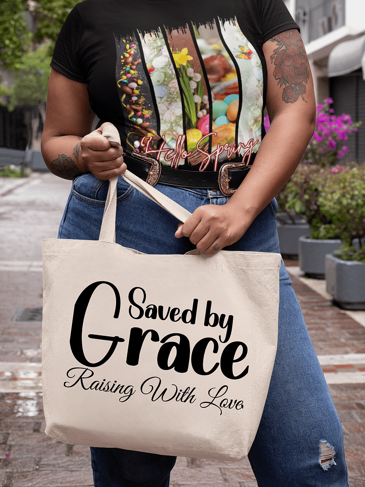Saved By Grace, Raising With Love Eco Tote Bag product image (1)