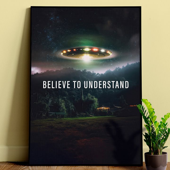 Believe to Understand/The X-Files poster, S07E11 tagline, 2000 — sci-fi poster, movie art, I want to believe poster, space print, aliens wall decor product image (1)