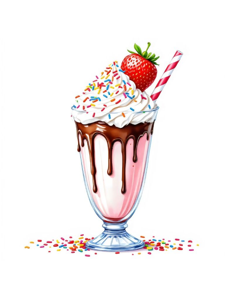 17 Kawaii Strawberry Milkshake Clipart, Strawberry Milkshake Graphics, Whimsical Clipart Assets product image (5)