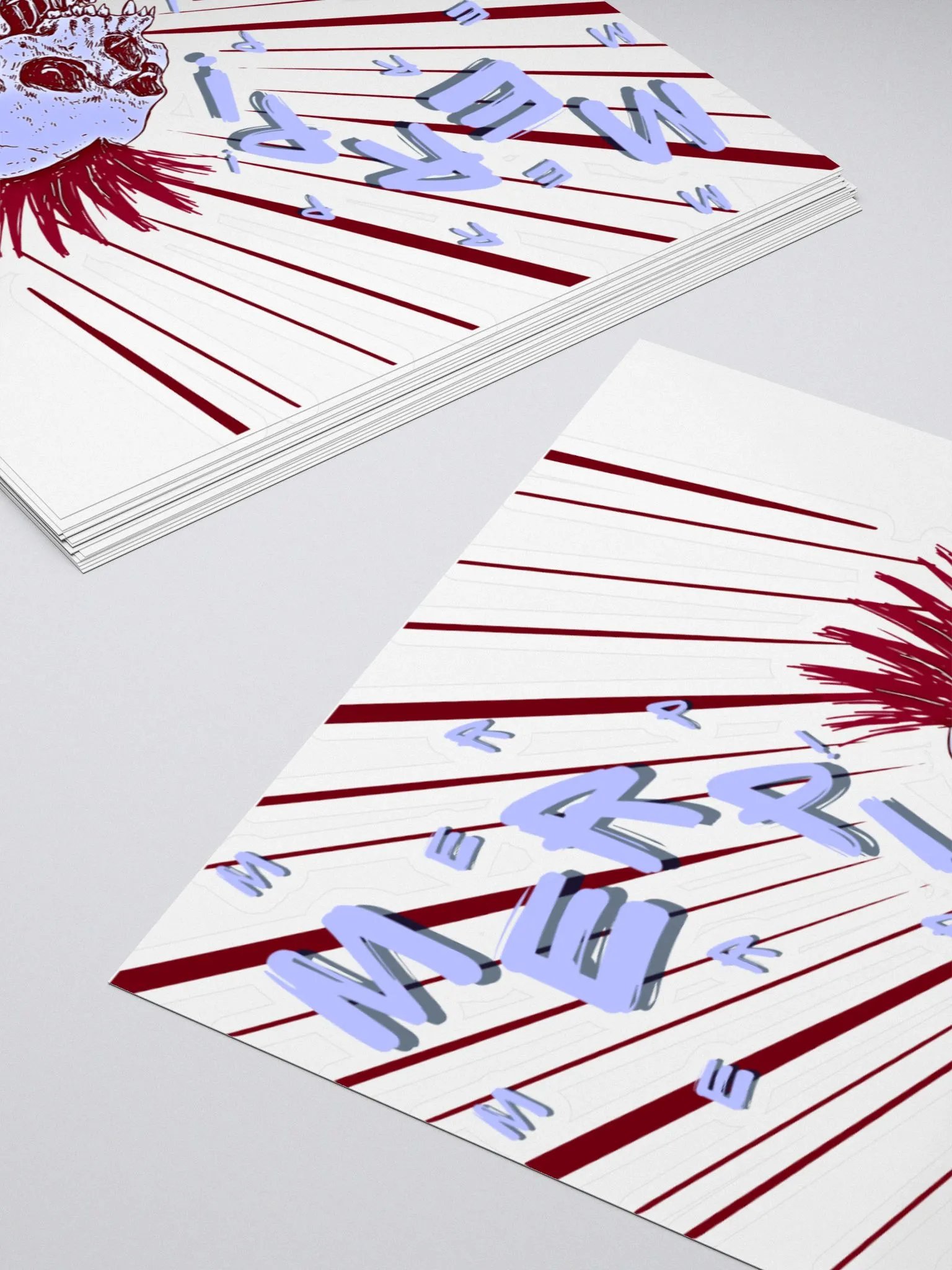 Merp Skull (Blue/Red) Kiss-Cut Sticker product image (4)