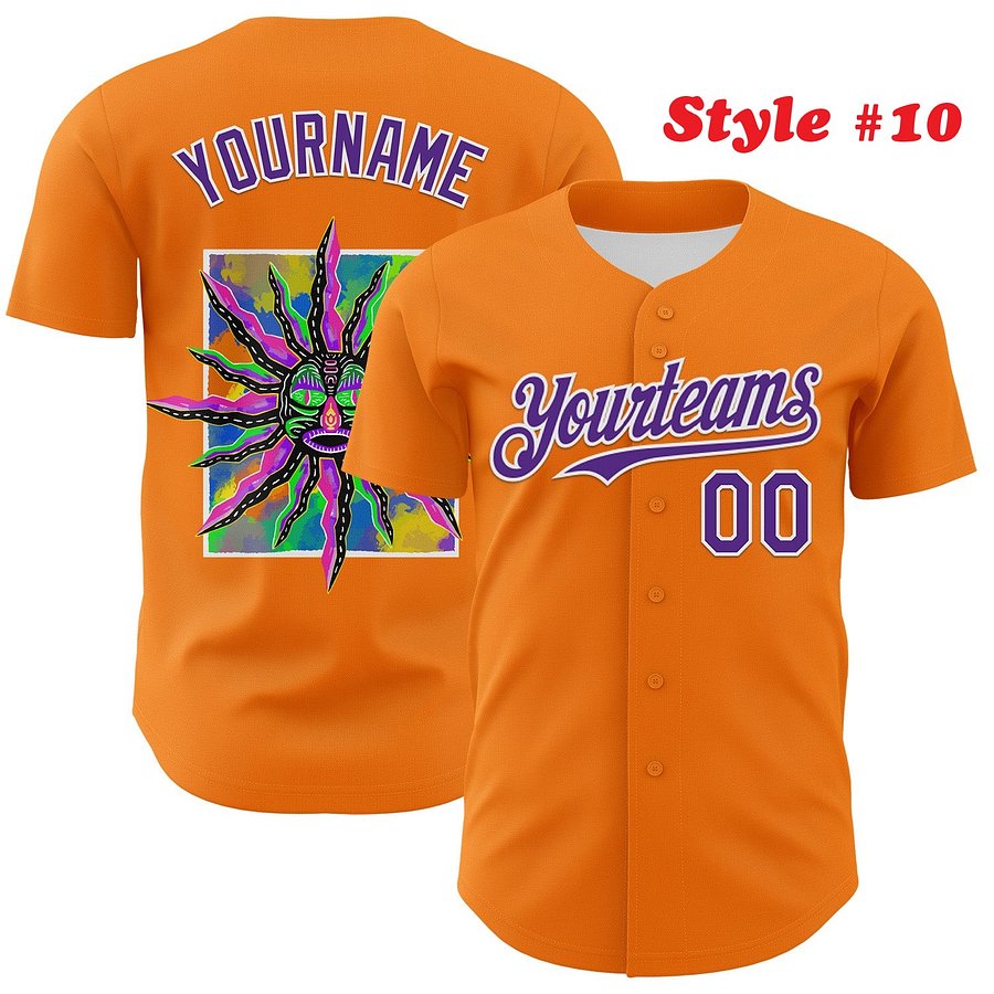 Authentic Baseball Jersey, Custom Baseball Jersey, Personalized Sport Jersey, Colorful, Number, 3D Skull product image (185)