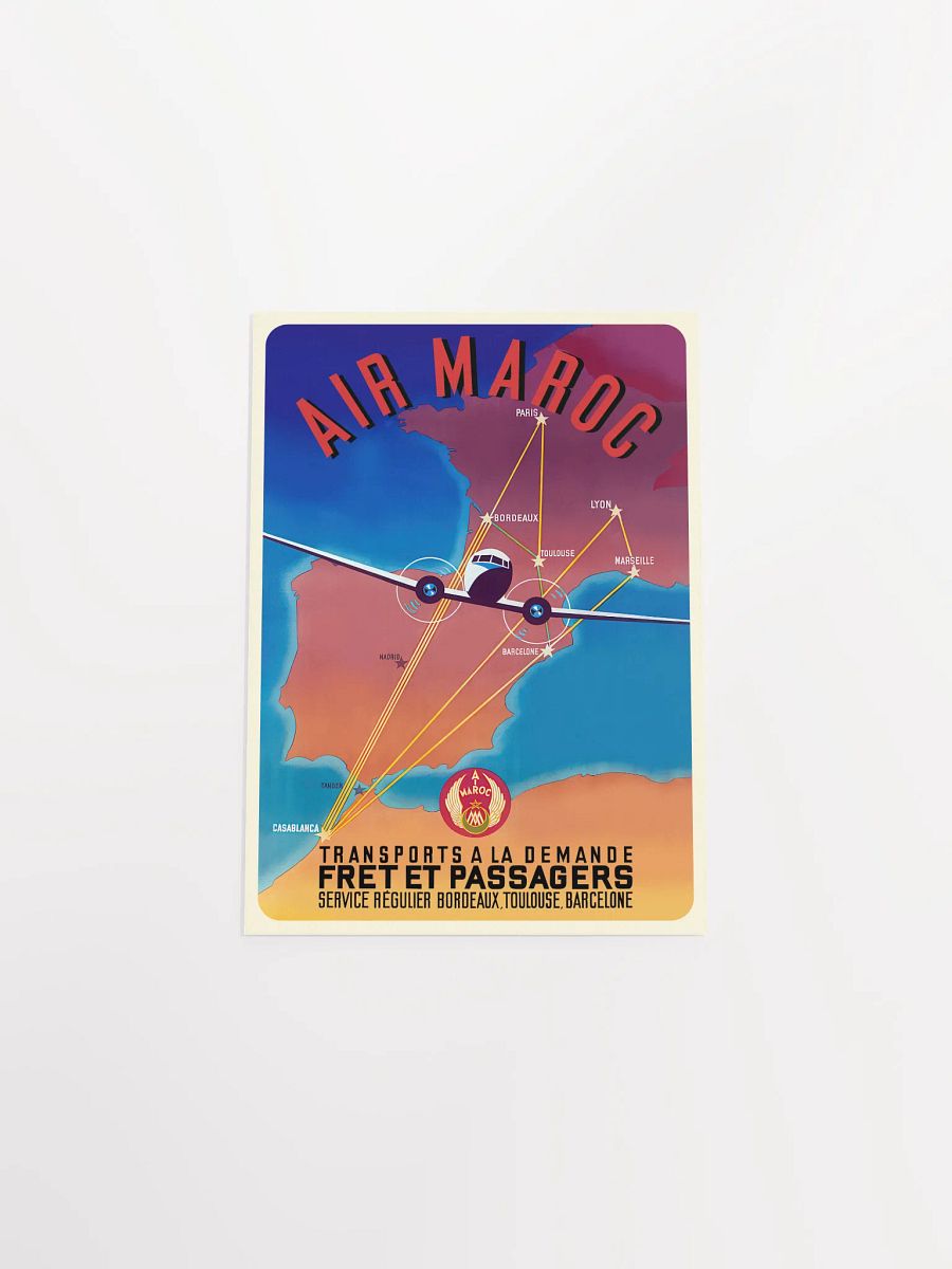 Morocco, Air Maroc, 1951 (Very Rare poster, Enhanced) — retro travel poster, vintage travel print product image (10)