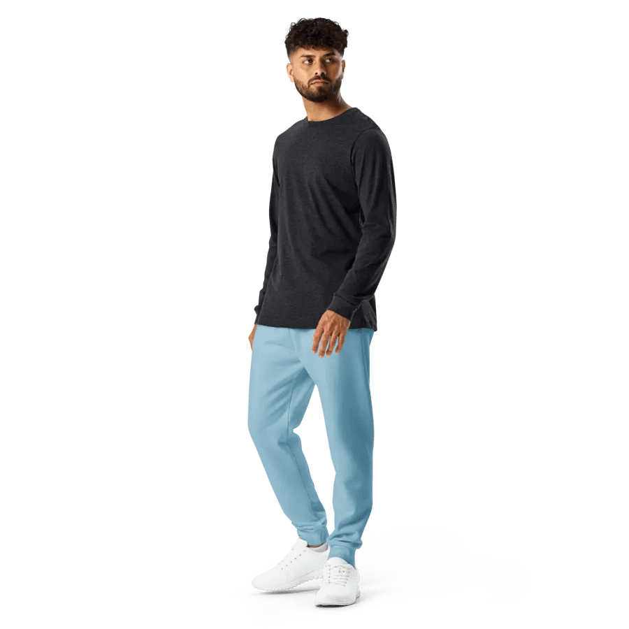 Plain Light Blue Soft Summer Recycled Polyester Premium Men's Joggers by Treasure Pie product image (12)
