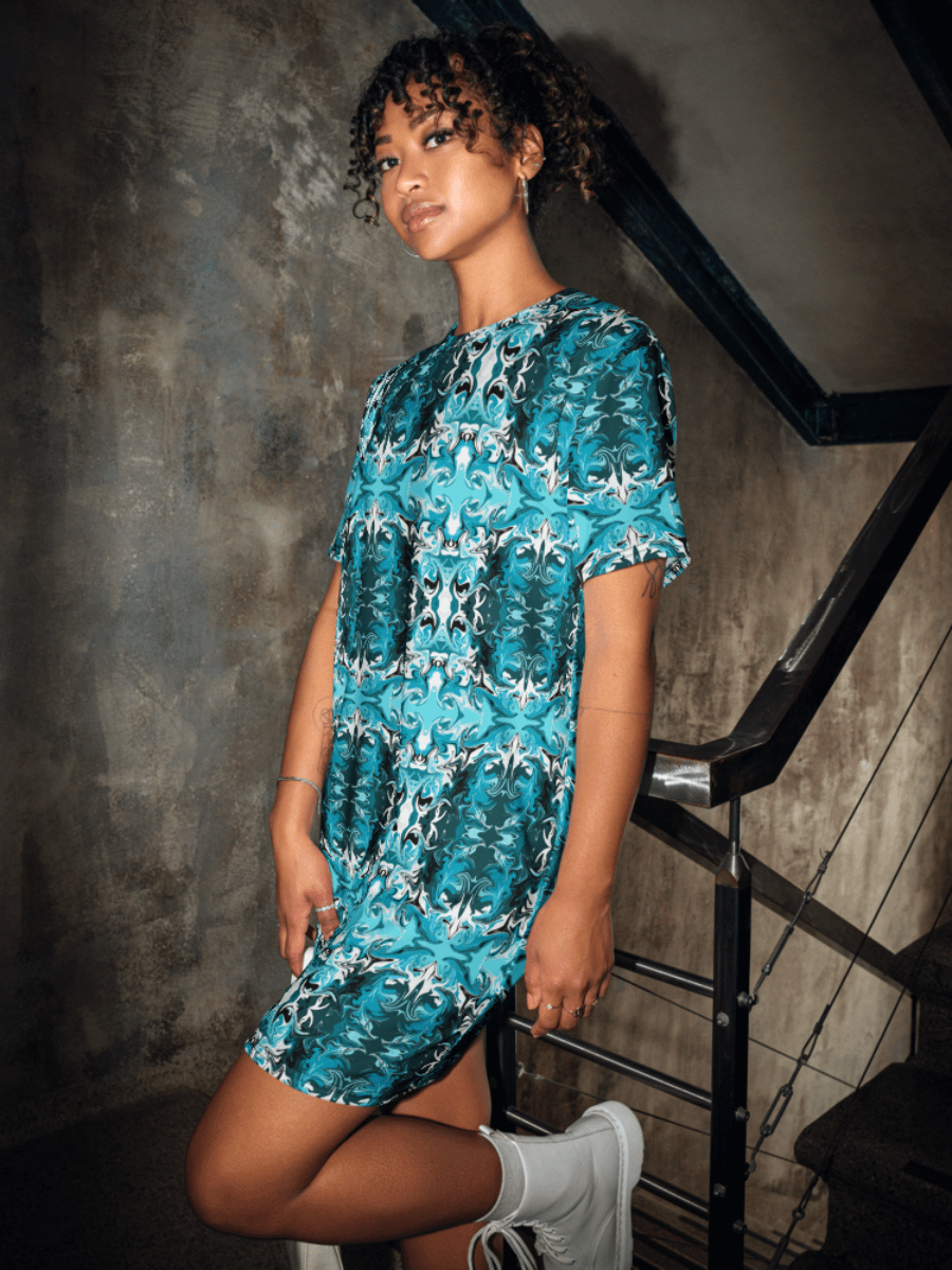 Blue Swirl T-Shirt Dress product image (1)