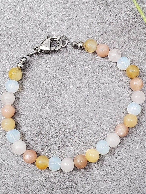 Optimism Gemstone Bracelet | Opalite, Rose Quartz, Sunstone | Handmade Crystal Healing Jewelry product image (3)