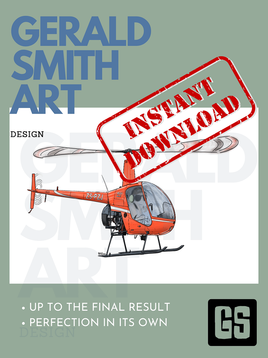 Robinson R22 Digital Printable Aviation Art with White Background Perfect Gift for Pilots & Enthusiasts product image (6)