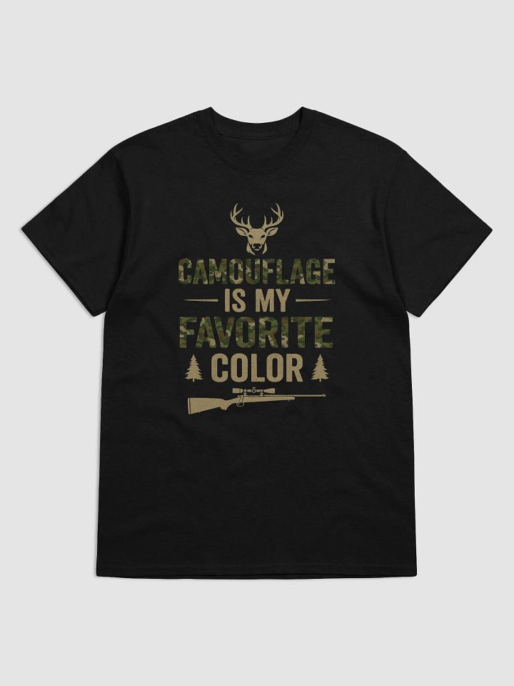 Camouflage Is My Favorite Color T-Shirt – Funny Hunting Shirt with Camo Print & Rifle Design product image (1)