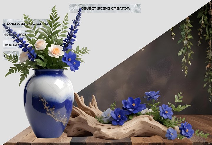 Boho Chic Lapis Lazuli-Style Vase, PNG product image (2)