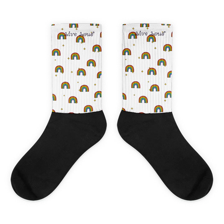Vibrant Rainbow Live Loud Sublimated Socks product image (1)