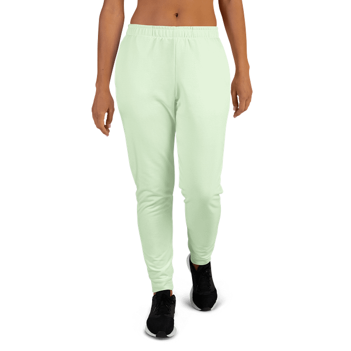 Pastel Mint Green Solid Color Women's Fleece Sweatpants product image (2)