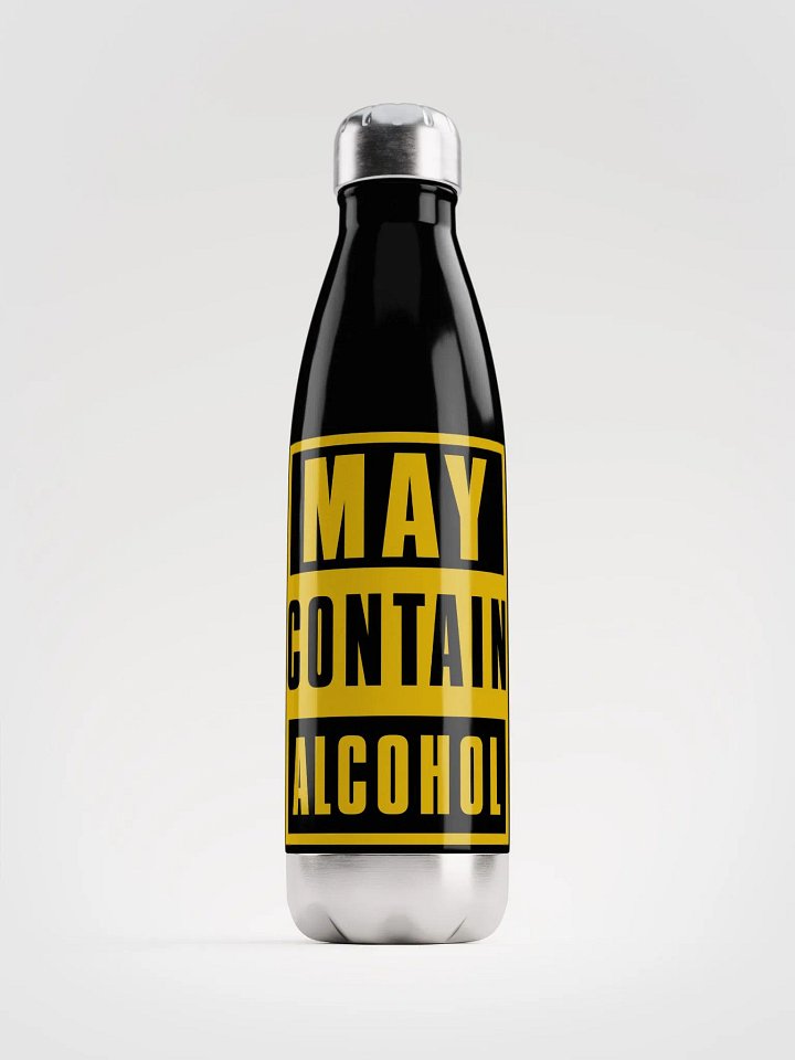 Bold Yellow 'MAY CONTAIN ALCOHOL' Sign Water Bottle product image (1)