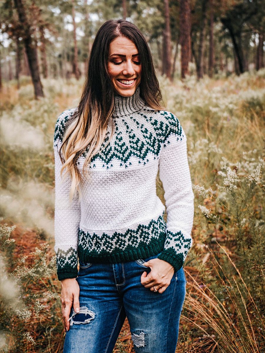 Pine Fair Isle Crochet Sweater Pattern product image (11)
