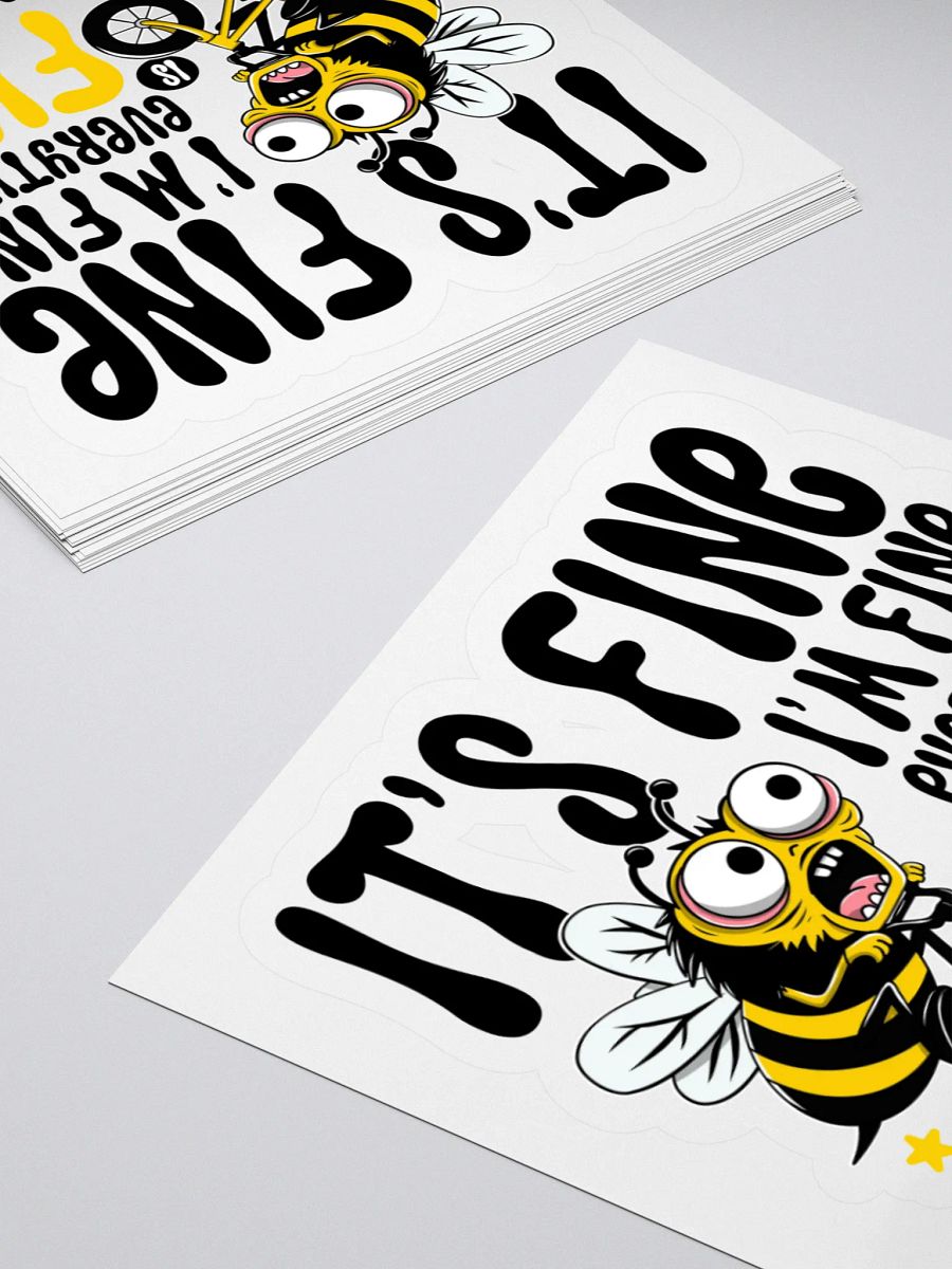 Funny Bee on Bike Sticker – “Everything Is Fine” Cycling Meme Decal | Cute Mental Health Humor Sticker for Laptops, Water Bottles & Notebooks product image (12)