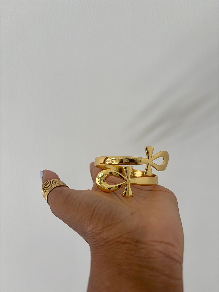 18K Gold Plated Ancient Goddess Egyptian Statement Bangles product image (3)