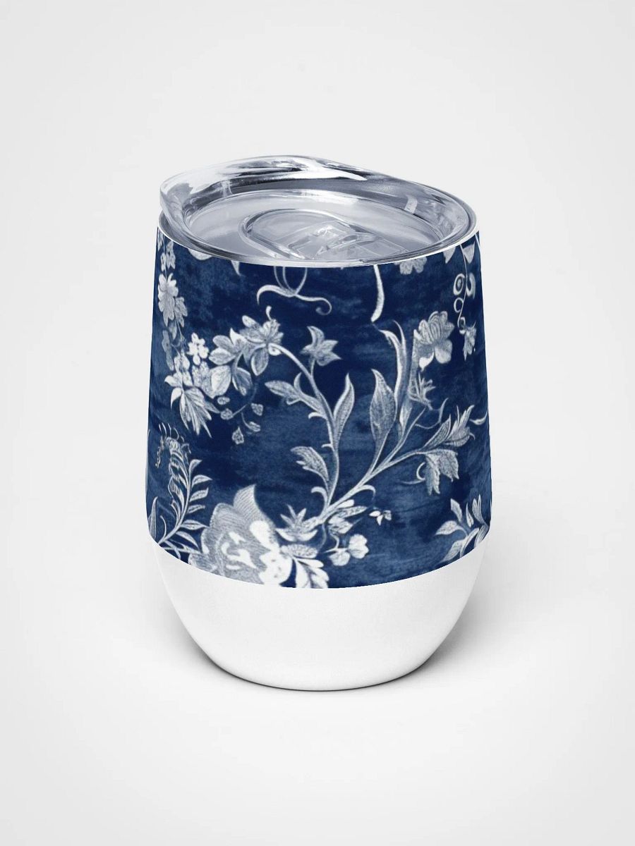 Blue Floral Festive Holiday Wine Tumbler product image (5)