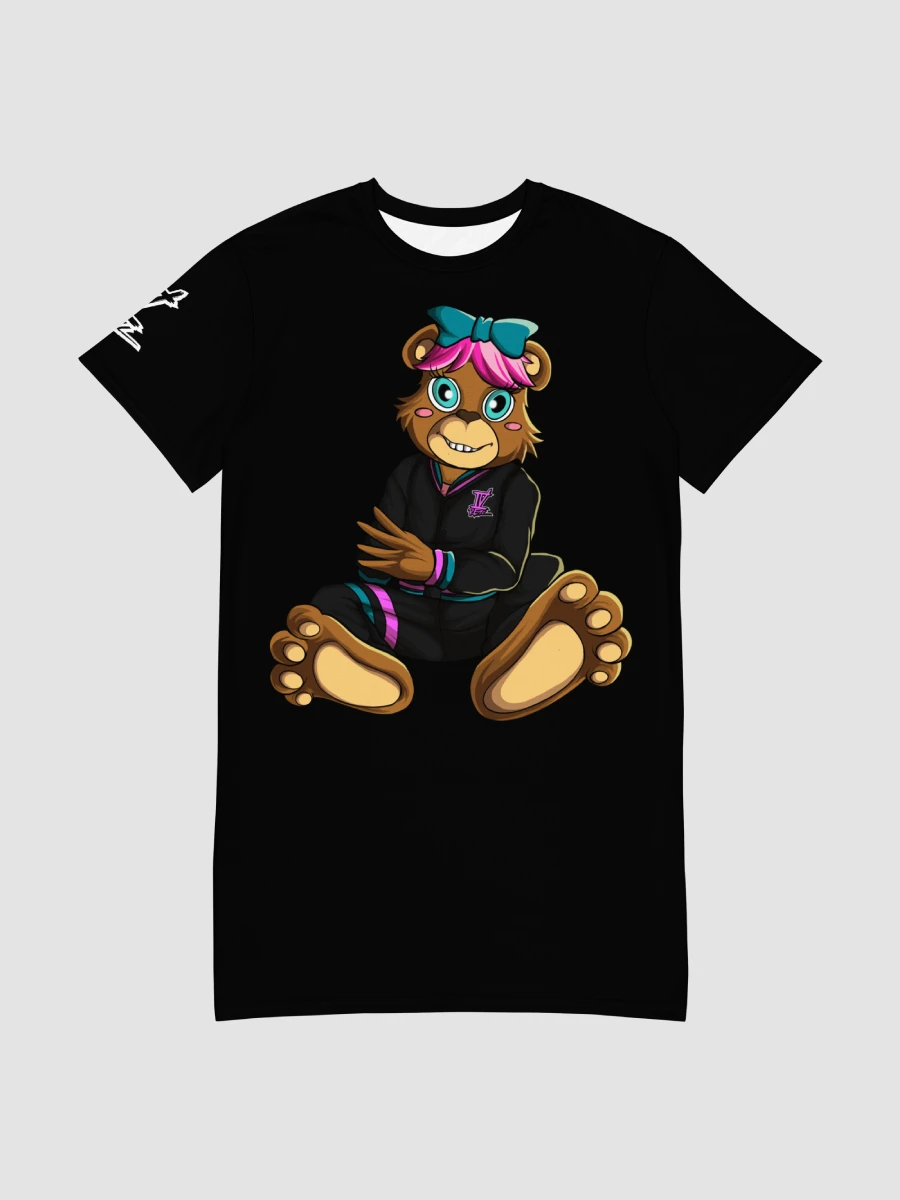 Sitting Girl Bear Black All-Over Print T-Shirt Dress product image (3)