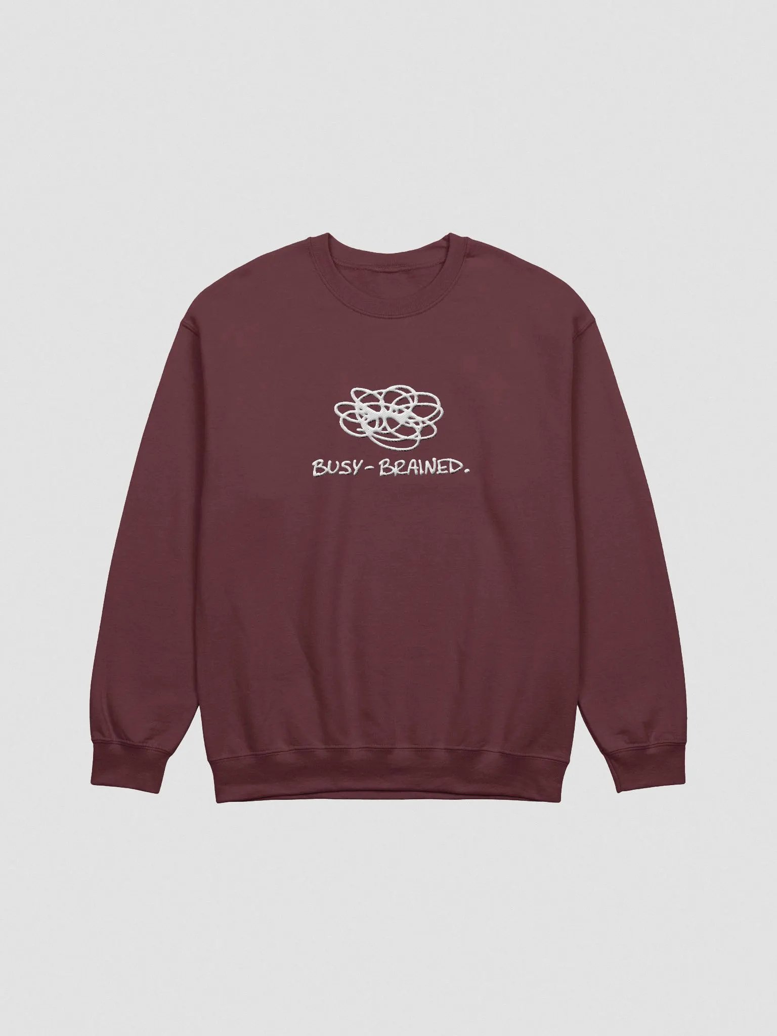 BUSY-BRAINED. (lg. design, white thread) embroidered crewneck product image (16)