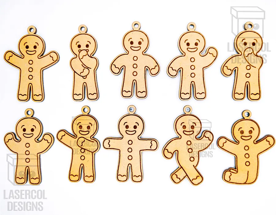 Gingerbread Cookies Christmas Ornaments Set 1 - Laser Cut Files product image (5)
