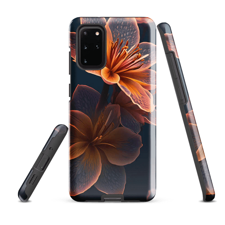 Tough Phone Case for Samsung® - Orange Luminescent Flowers - Floral Design product image (2)