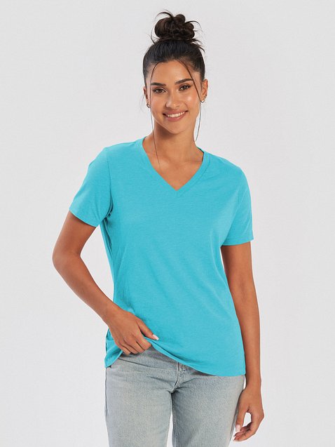 Photo showing Bella+Canvas Women's Relaxed V-Neck T-Shirt
