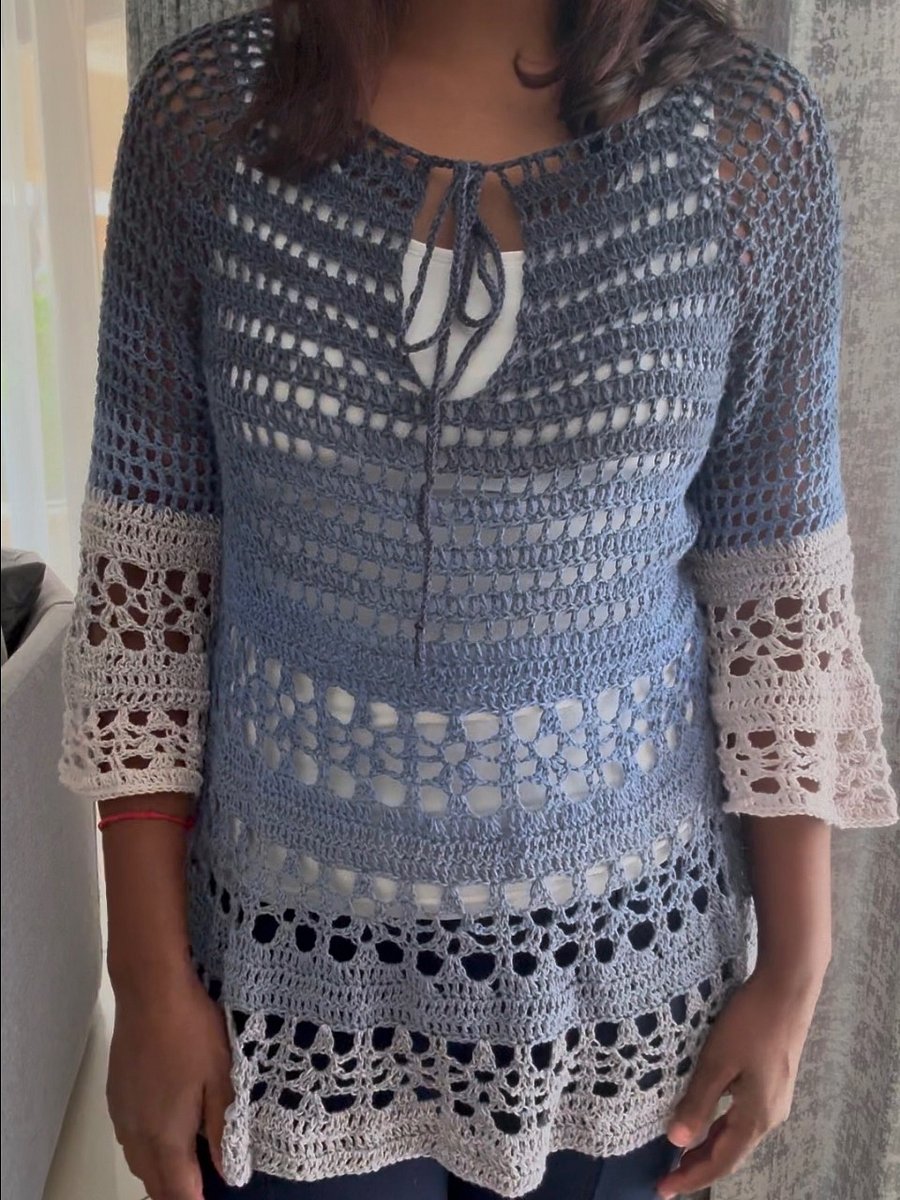 Crochet raglan boho style top Written Pattern product image (4)