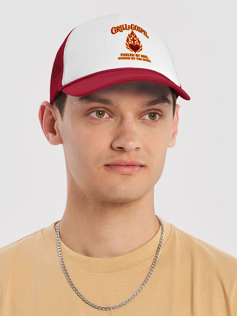 Grill & Gospel Hat – Christian BBQ Trucker Cap for Men of Faith product image (10)