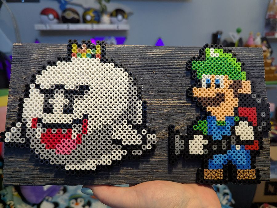 Luigi Ghost Hunter Perler Wallhanging product image (1)