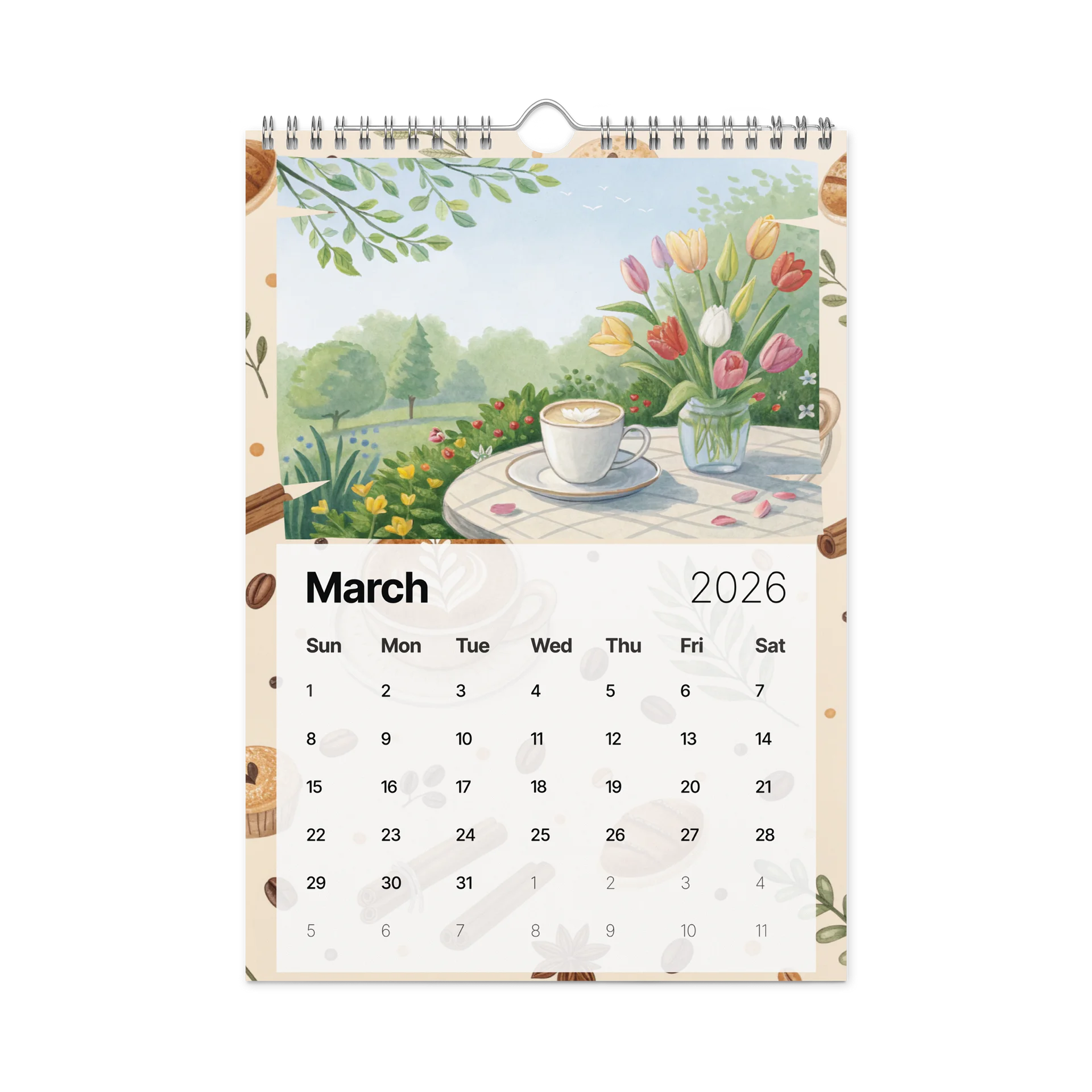 Brewed Bliss Wall Calendar 2026 – The Art of Coffee in Watercolor product image (9)