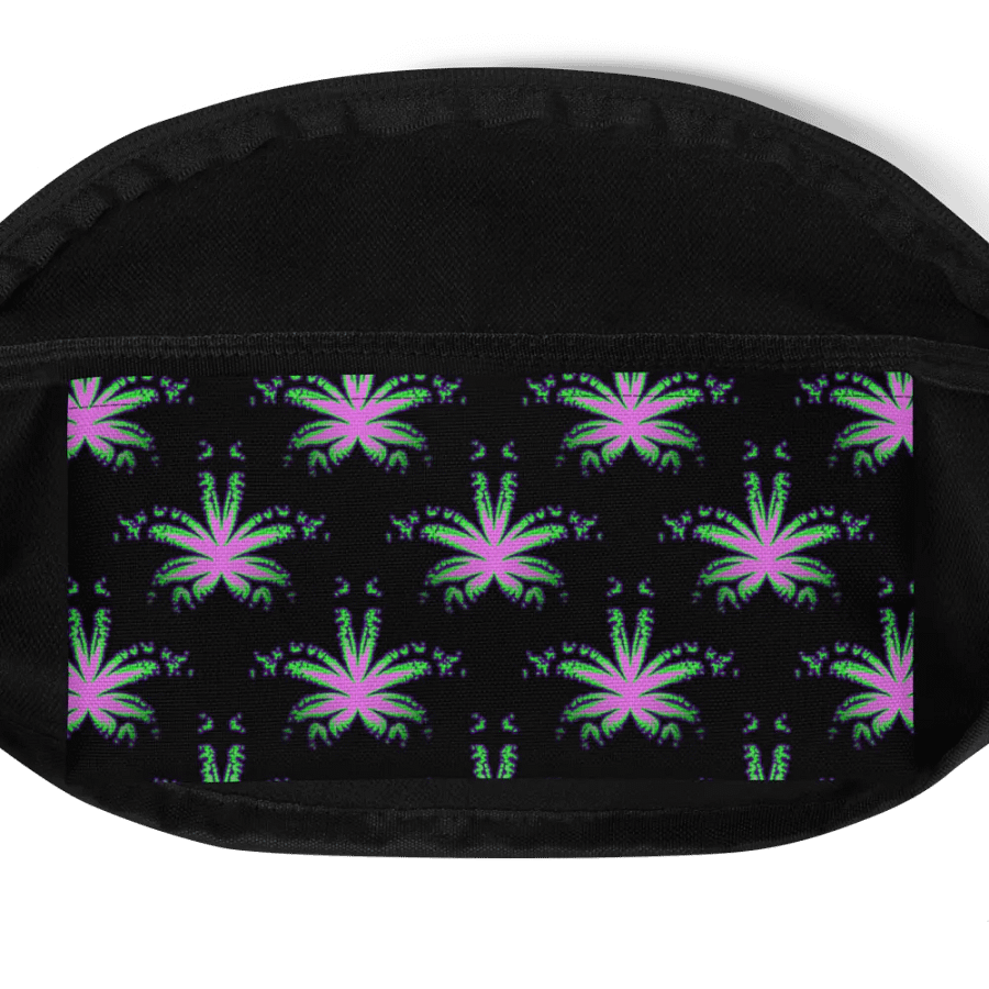 Cannabis Leaf 420 Fanny Pack, Pink Neon Green Black Stoner Bag, Weed Lover Accessory product image (4)