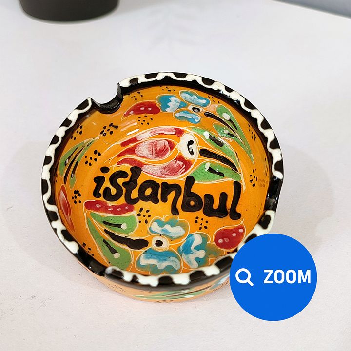 Ceramic ashtray (small, yellow) — handmade pottery, handmade ceramic, home decor, handmade gift, Turkish ceramic product image (2)