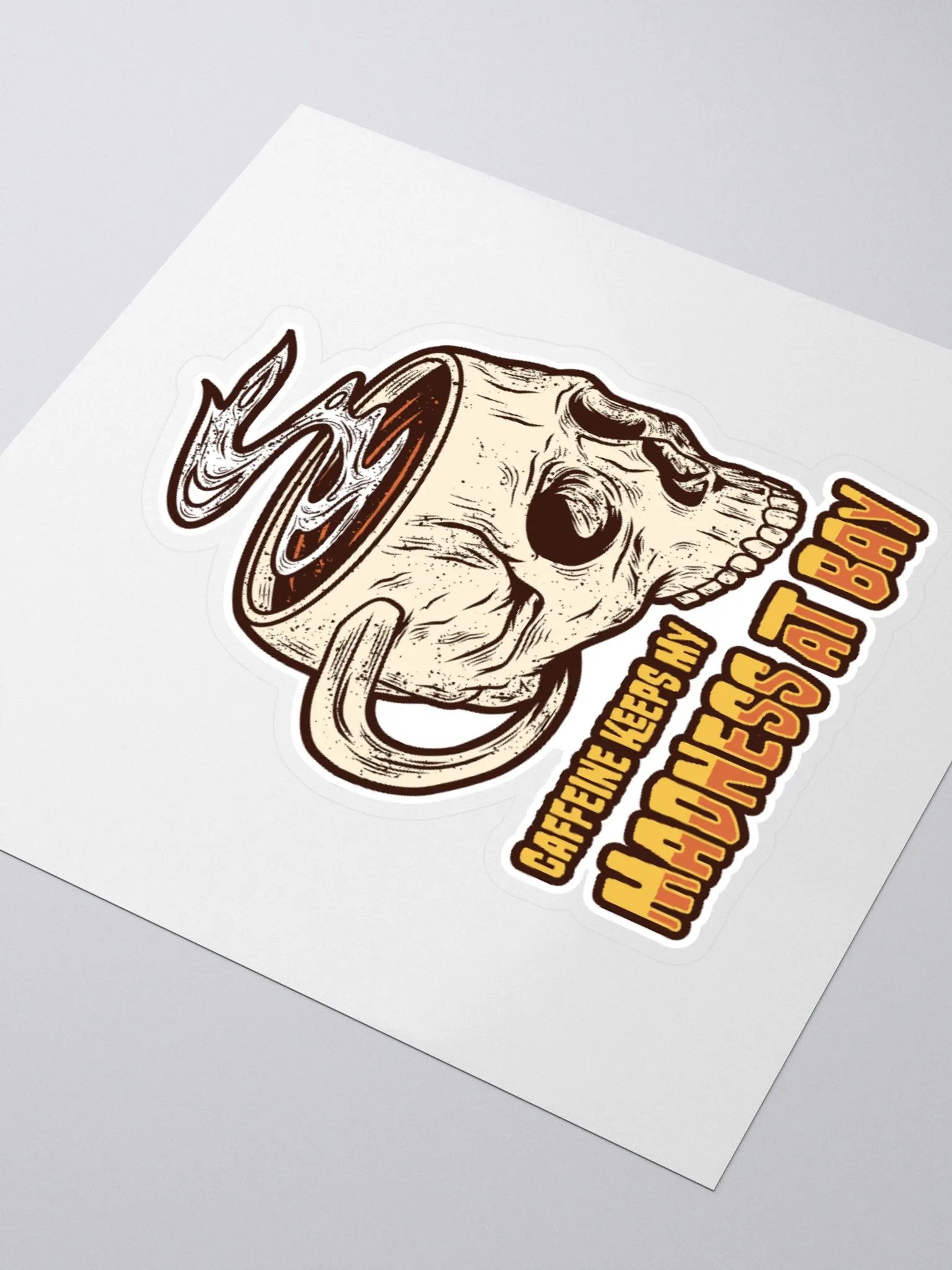 Gothic Skull Coffee Sticker – Caffeine Keeps My Madness product image (9)