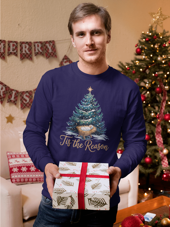 Christian Christmas Long Sleeve Shirt Tis the Reason Christmas Tree product image (7)